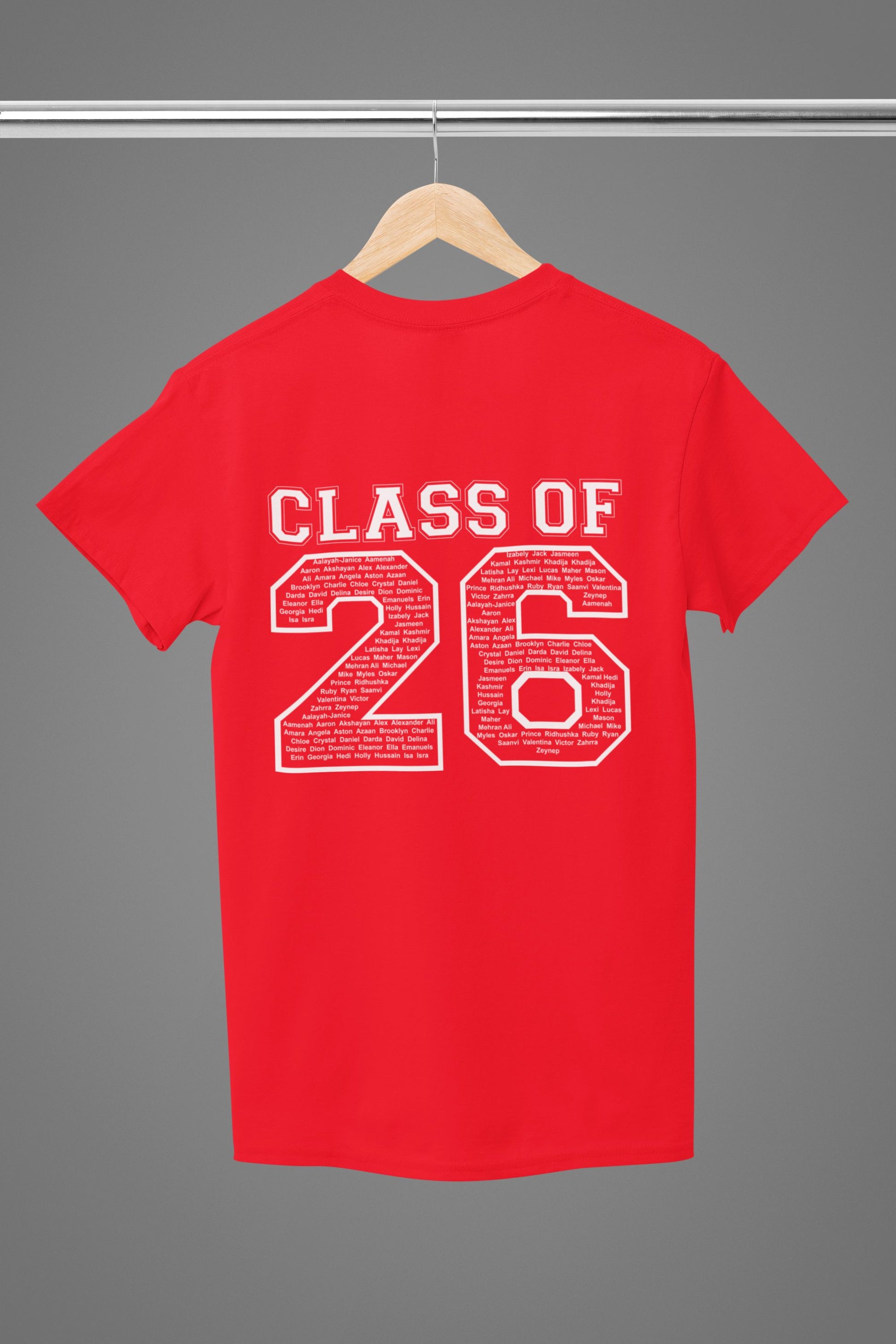 Personalised Class of 2026 Leavers T-shirt Top Hoodies Print My Tops 7-8 Red 