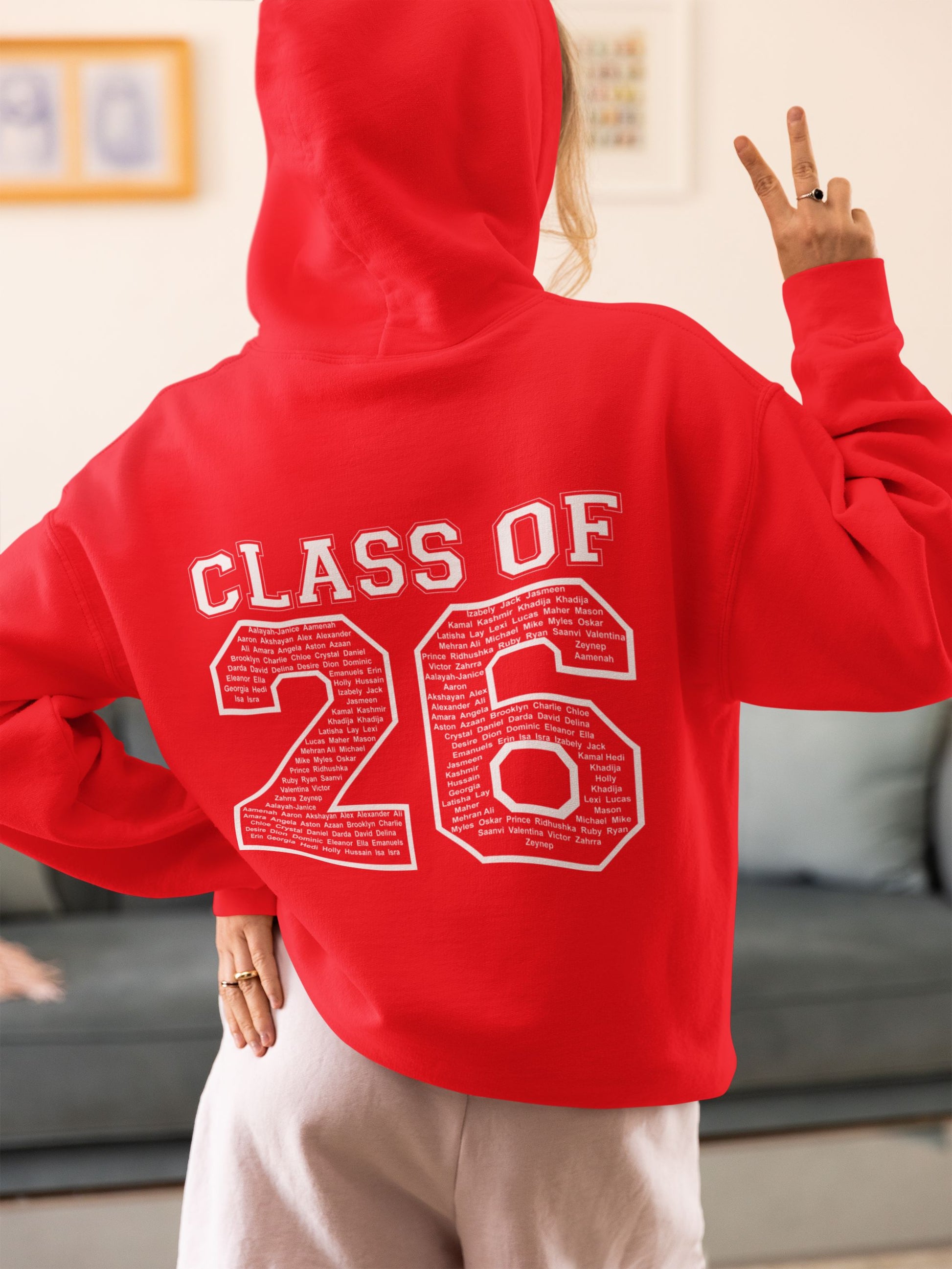 Personalised Class of 2026 School College Leavers Hoody Hoodies Print My Tops 7-8 Red 