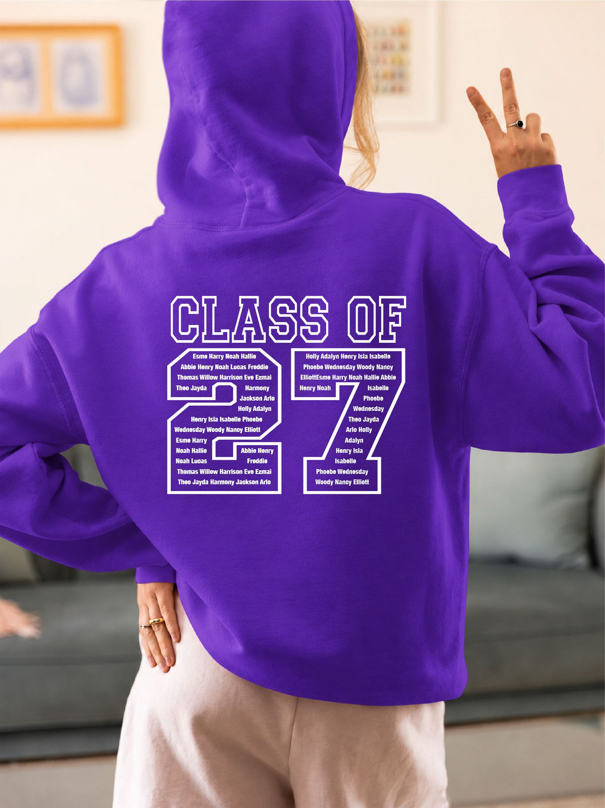 Personalised Class of 2027 School College Leavers Hoody Hoodies Print My Tops 7-8 Purple 