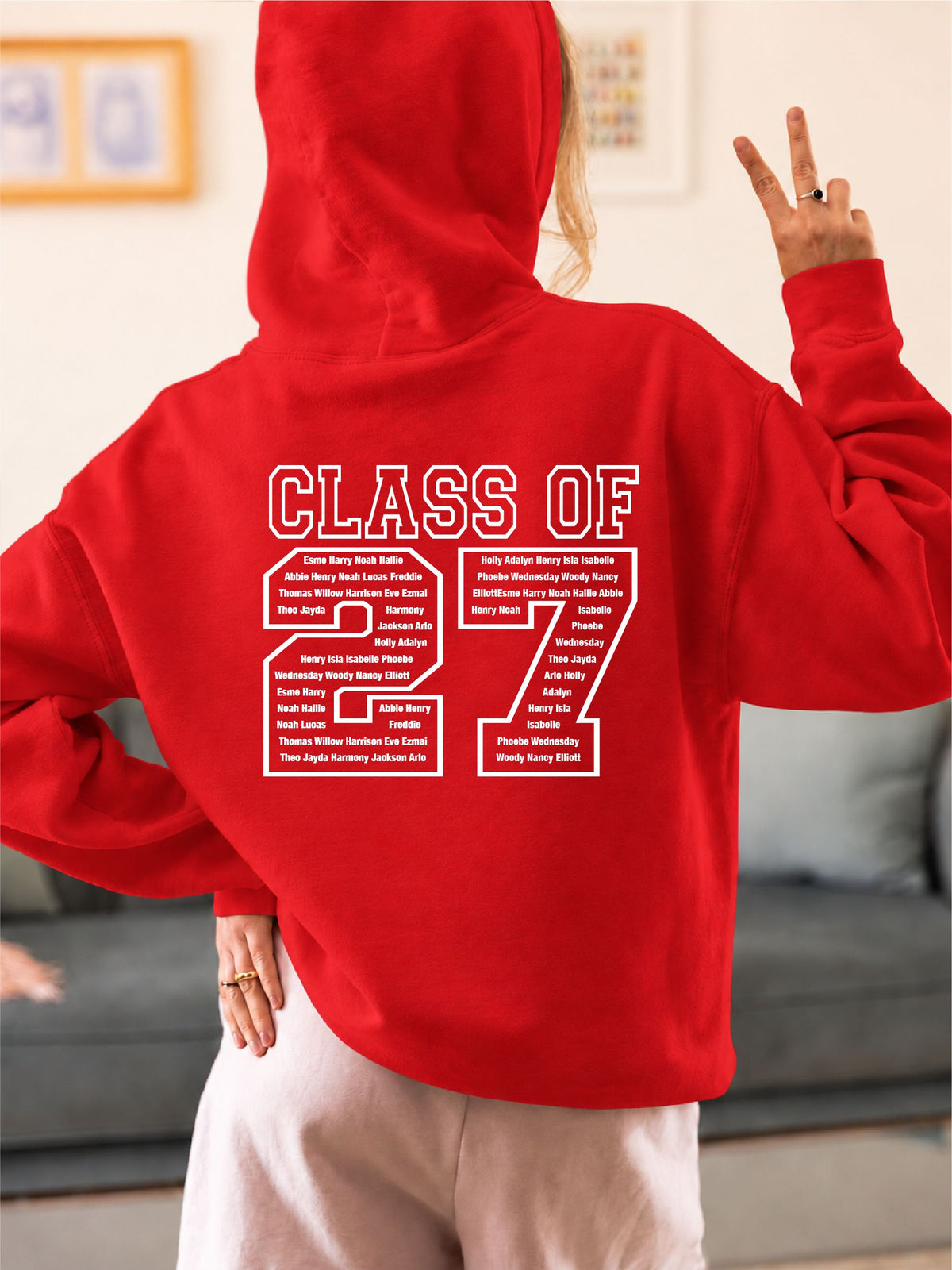 Personalised Class of 2027 School College Leavers Hoody Hoodies Print My Tops 7-8 Red 