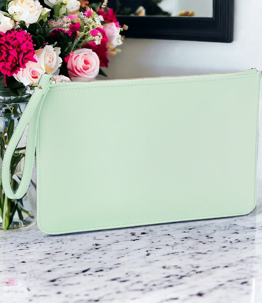 Light green clutch on sale bag