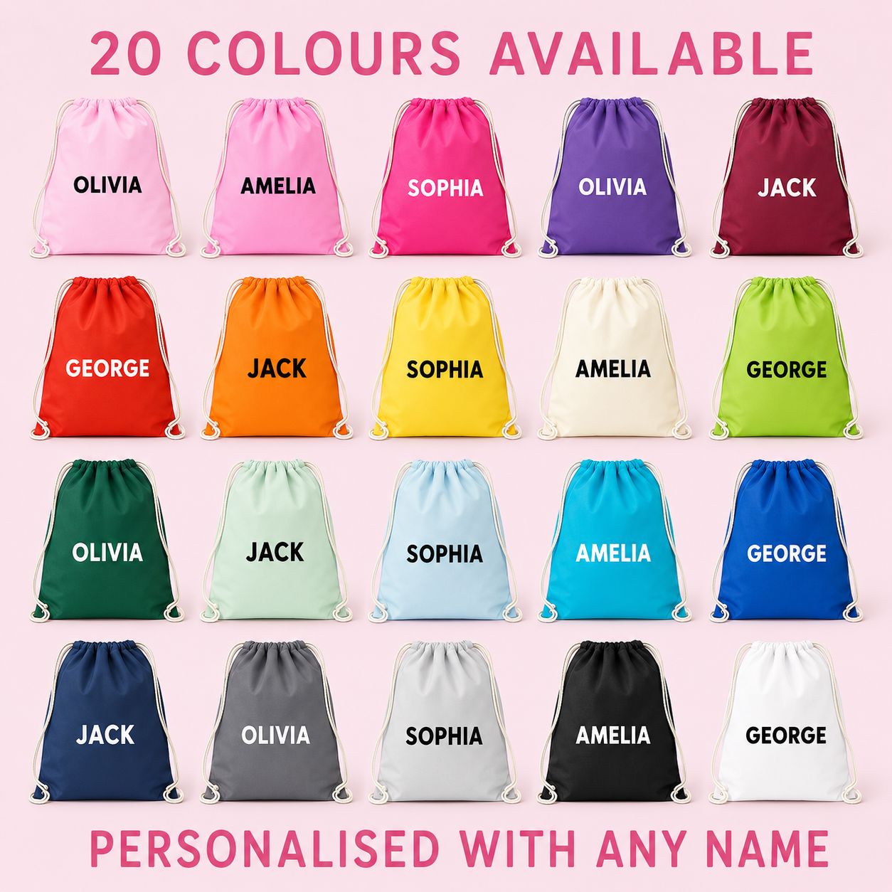 Personalised Cotton PE Bag with Name Bags Print My Tops 
