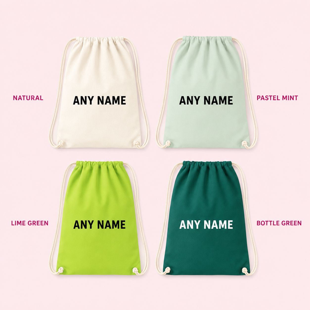Personalised Cotton PE Bag with Name Bags Print My Tops Natural 