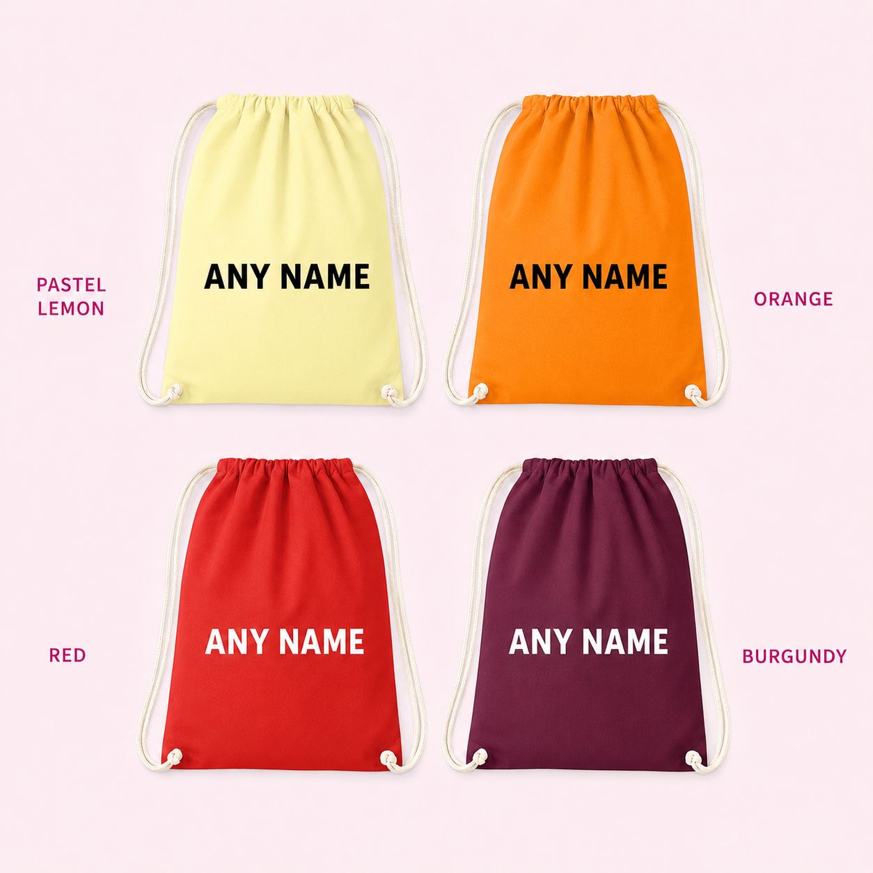 Personalised Cotton PE Bag with Name Bags Print My Tops Orange 