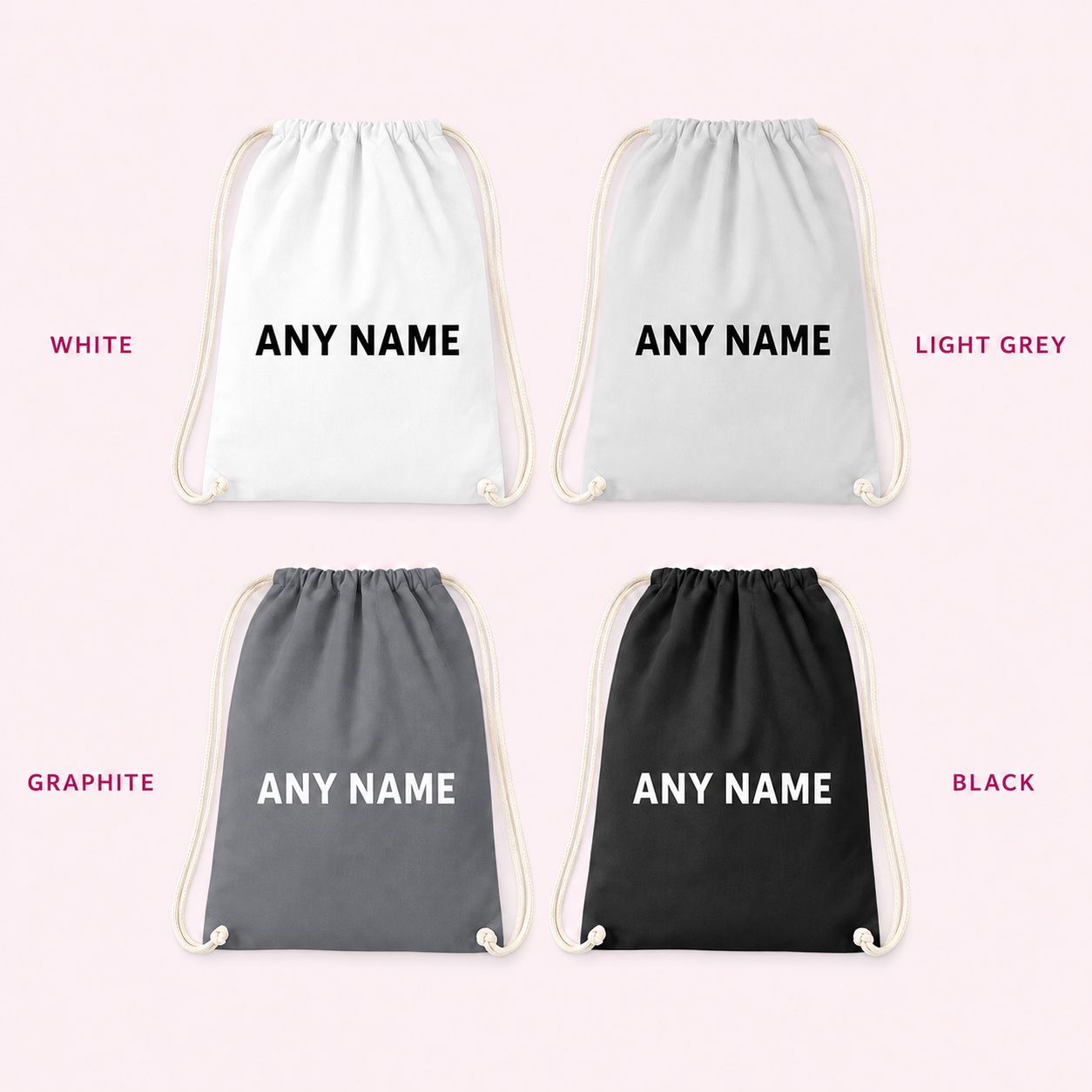 Personalised Cotton PE Bag with Name Bags Print My Tops White 