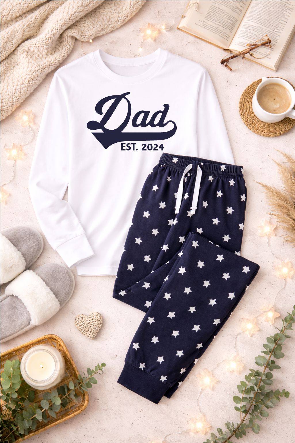 Personalised Dad Est Loungewear Set Pyjamas Print My Tops 