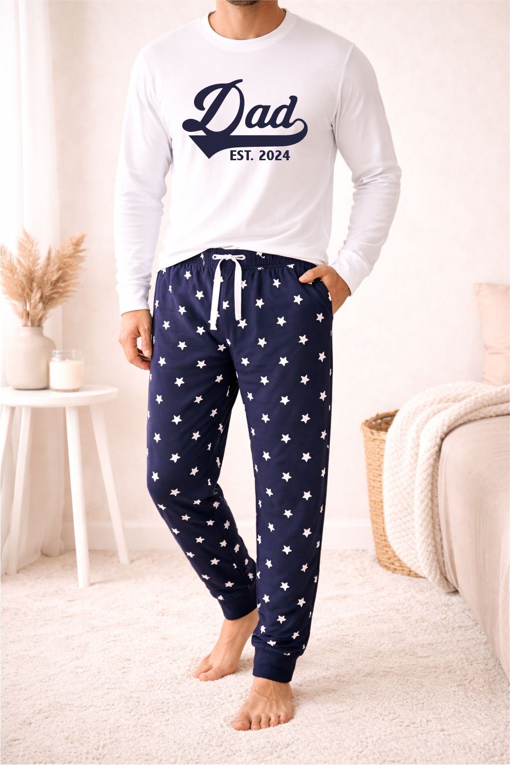 Personalised Dad Est Loungewear Set Pyjamas Print My Tops 