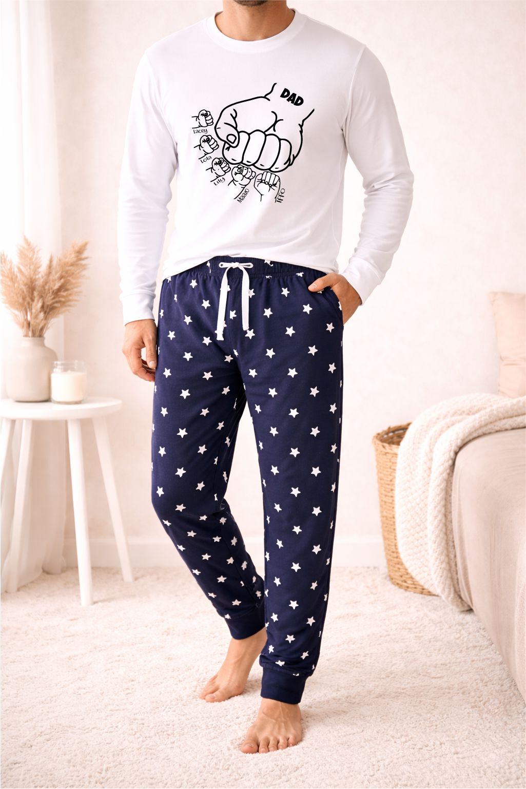 Personalised Dad Fist Punch Pyjamas Pyjamas Print My Tops 