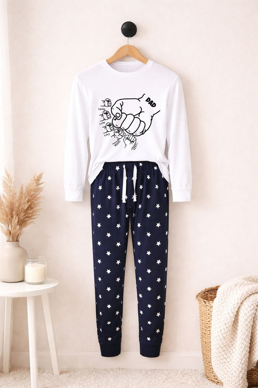 Personalised Dad Fist Punch Pyjamas Pyjamas Print My Tops 