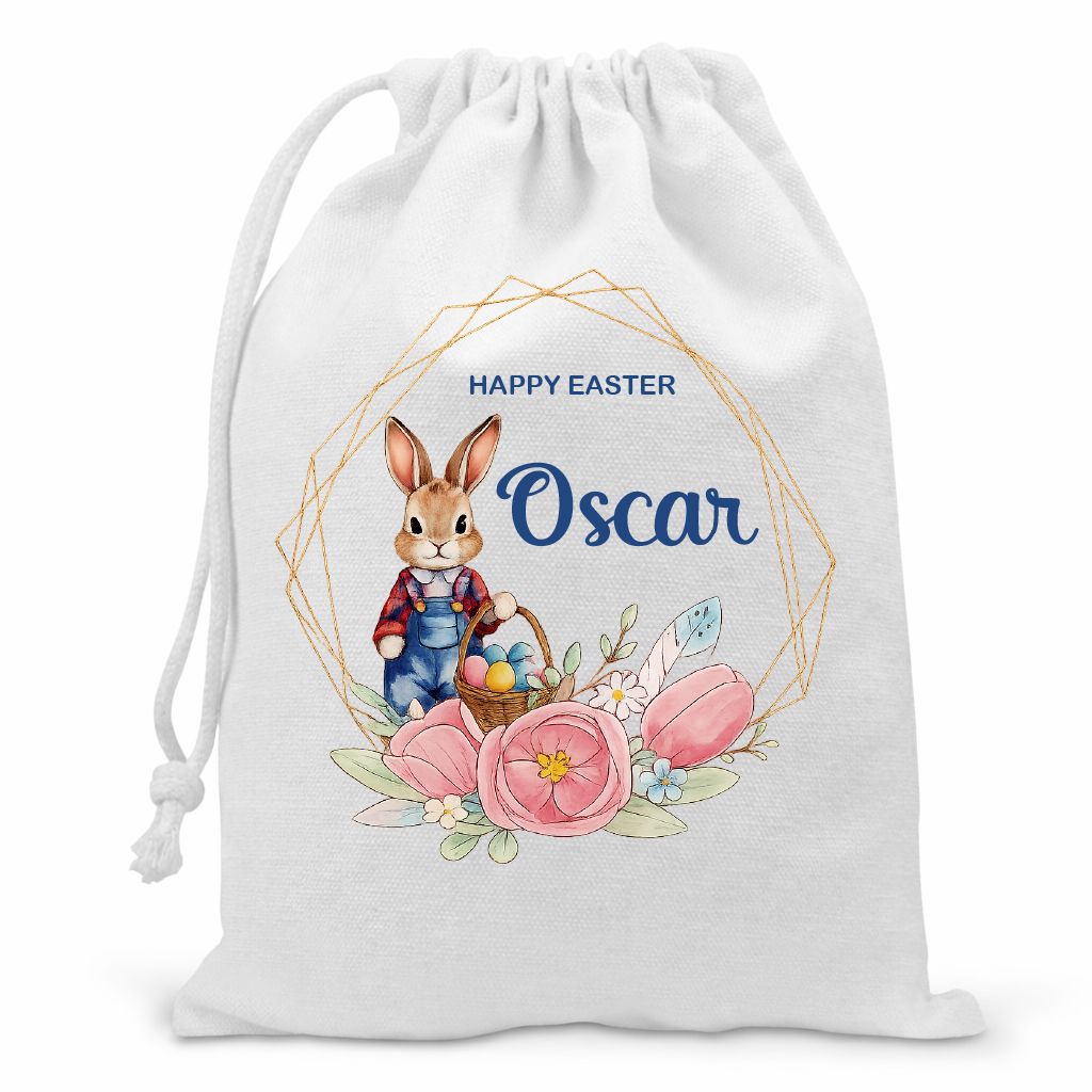 Personalised Easter Bunny Gift Bag with Name Bag Print My Tops Blue 