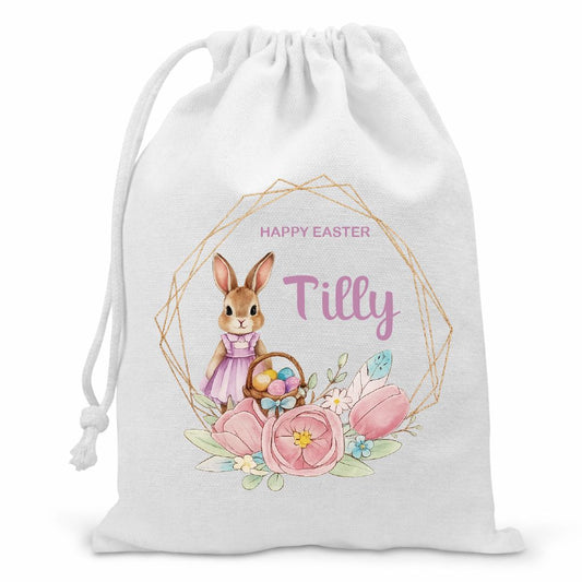 Personalised Easter Bunny Gift Bag with Name Bag Print My Tops Pink 