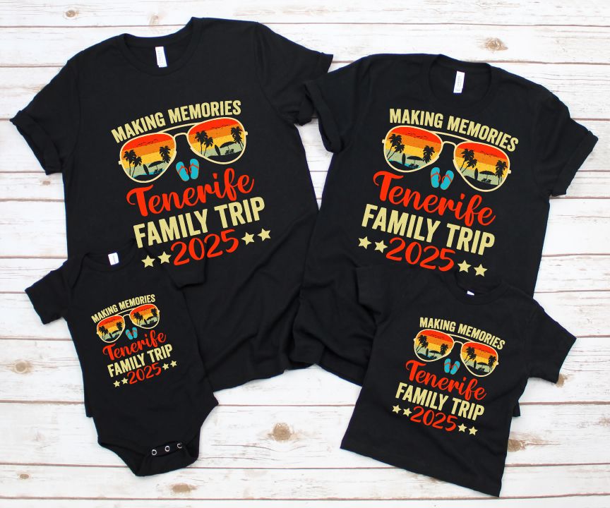 Personalised Family Matching Holiday Black T-shirts T-shirt Print My Tops 