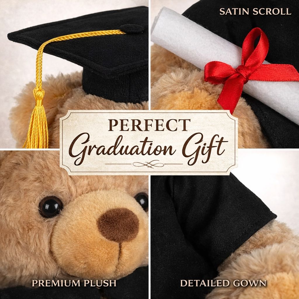 Personalised Graduation Teddy Bear Gift | Custom Engraved Name Bear | Class of 2026 Keepsake Photo Slate Print My Tops 