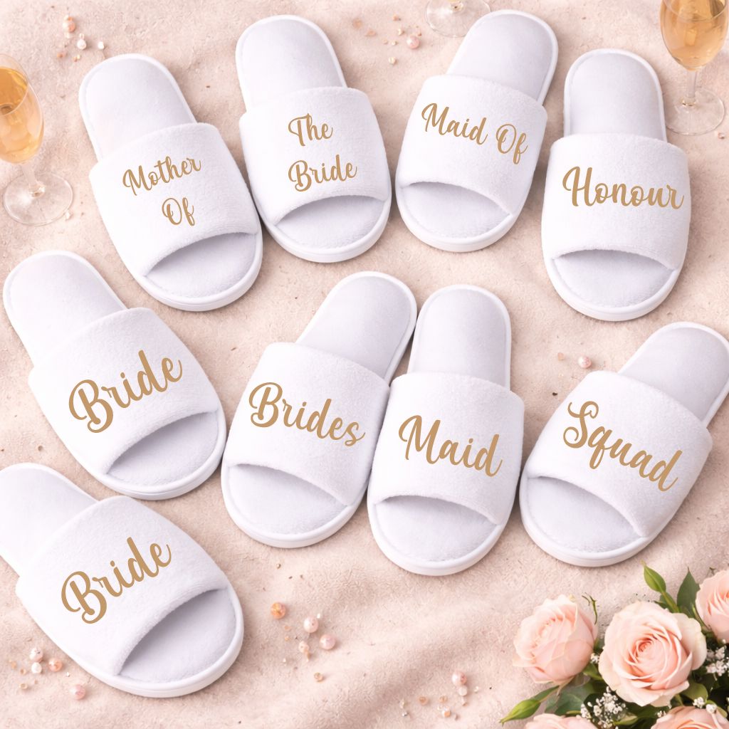 Personalised Hen Party Slippers – Custom Bride & Squad Gift Personalised Gifts Print My Tops 