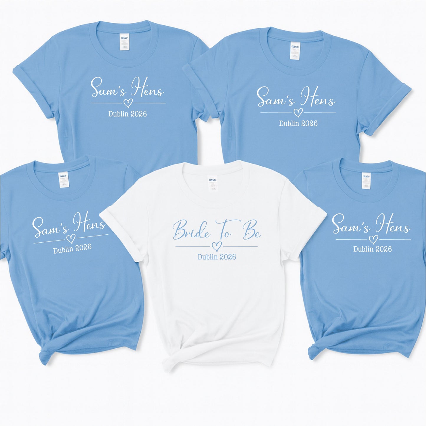 Personalised Hen Party T-Shirts | Matching Bride Tribe & Bride To Be Tops | Print My Tops T-shirt Print My Tops Extra Small (Size 6-8) Blue Hens