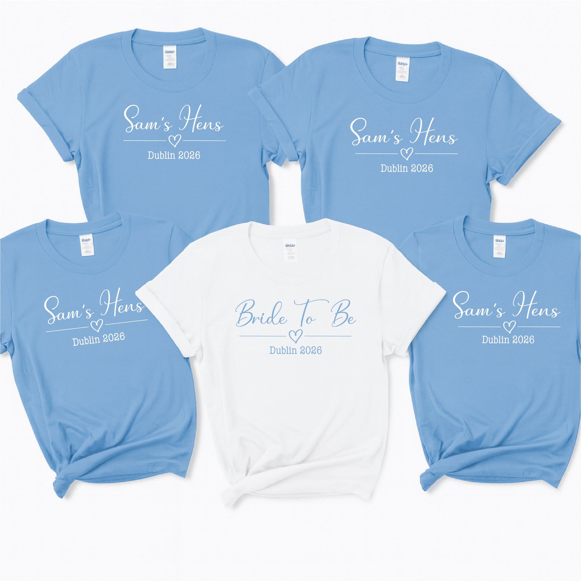 Personalised Hen Party T-Shirts | Matching Bride Tribe & Bride To Be Tops | Print My Tops T-shirt Print My Tops Extra Small (Size 6-8) Blue Hens