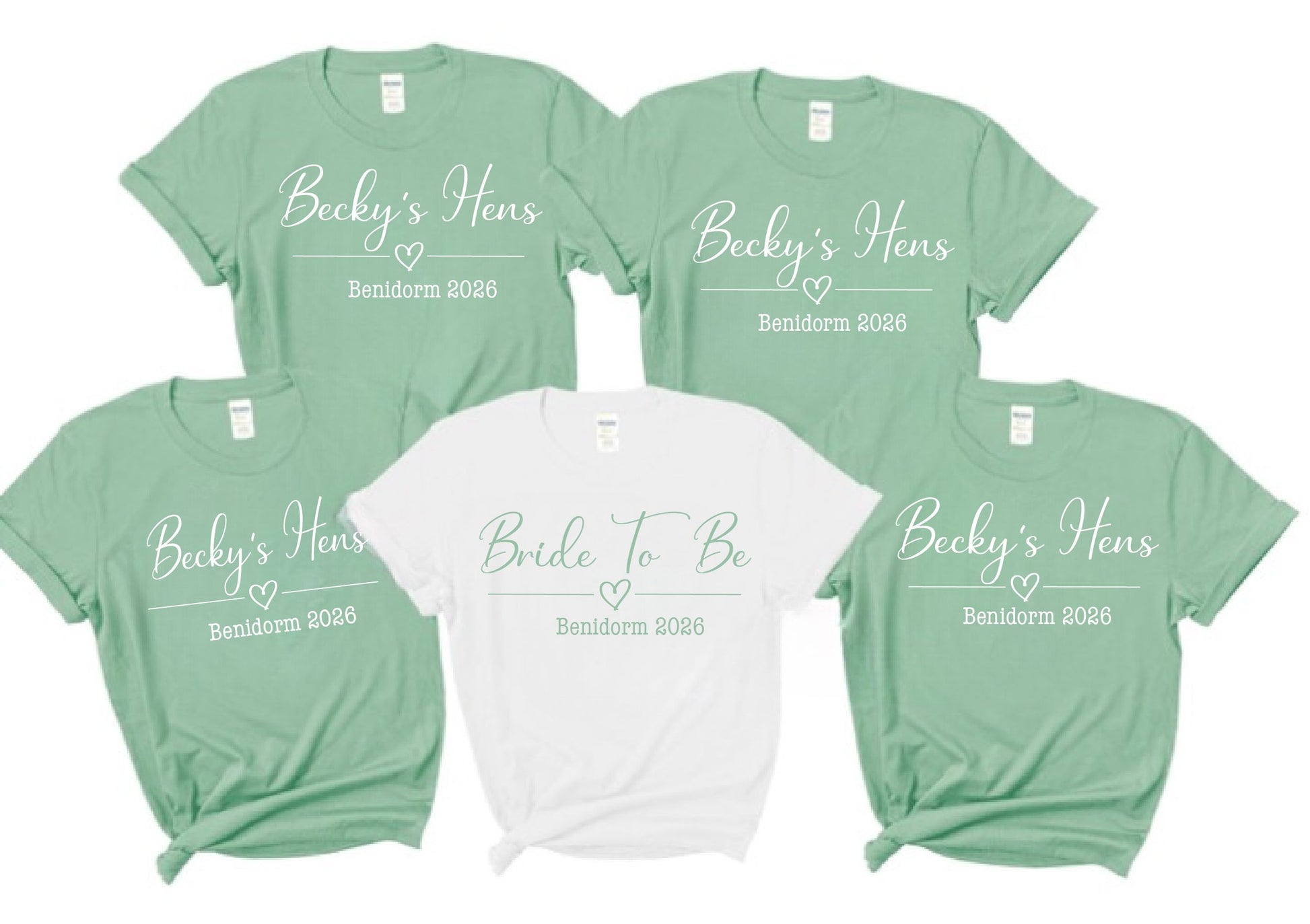 Personalised Hen Party T-Shirts | Matching Bride Tribe & Bride To Be Tops | Print My Tops T-shirt Print My Tops Extra Small (Size 6-8) Mint Green Hens