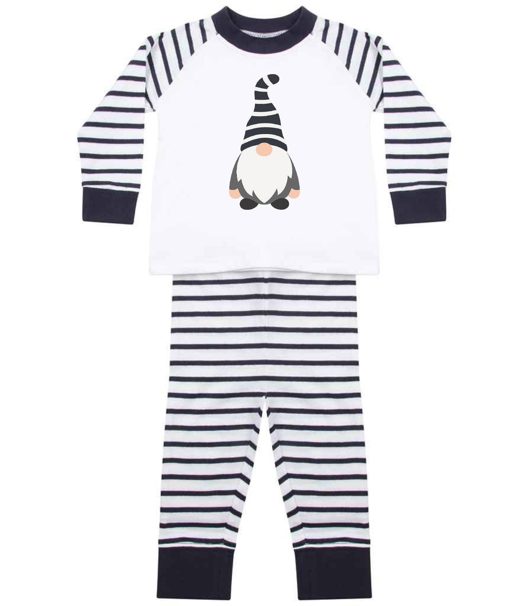 Personalised Kids Gonk Pyjamas Navy Stripes Pyjamas Print My Tops 