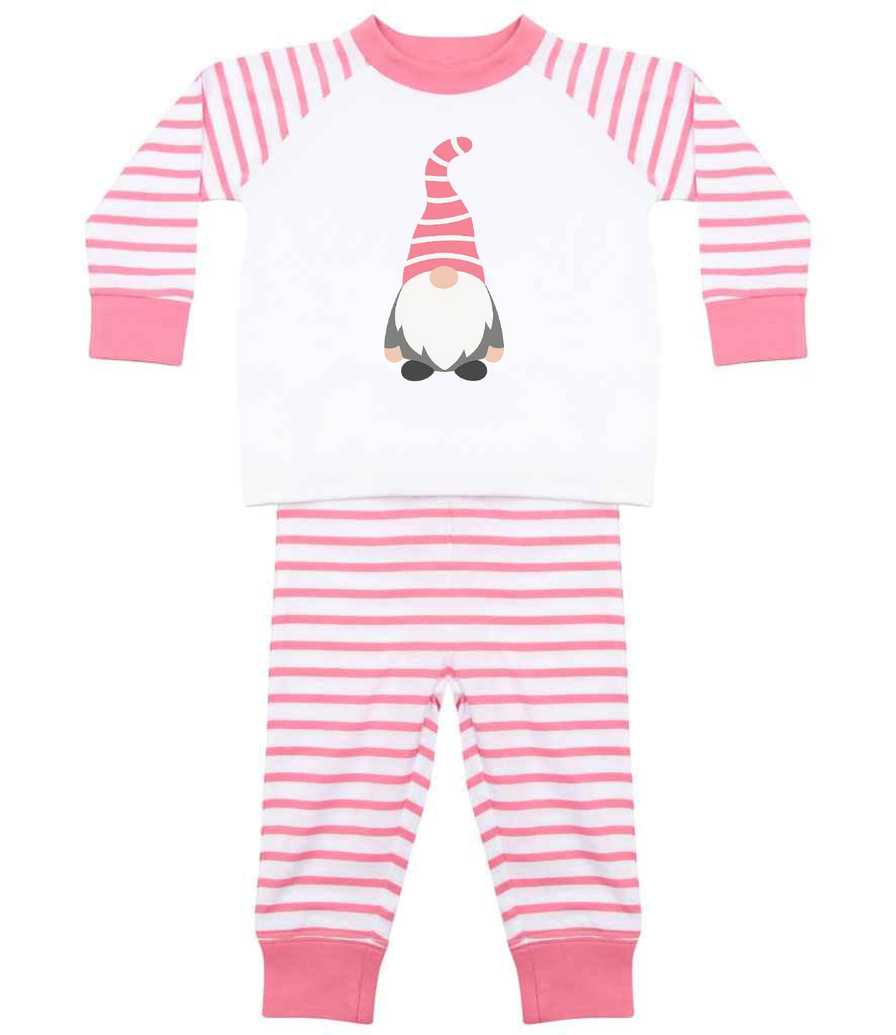 Personalised Kids Gonk Pyjamas Pink Stripes Pyjamas Print My Tops 