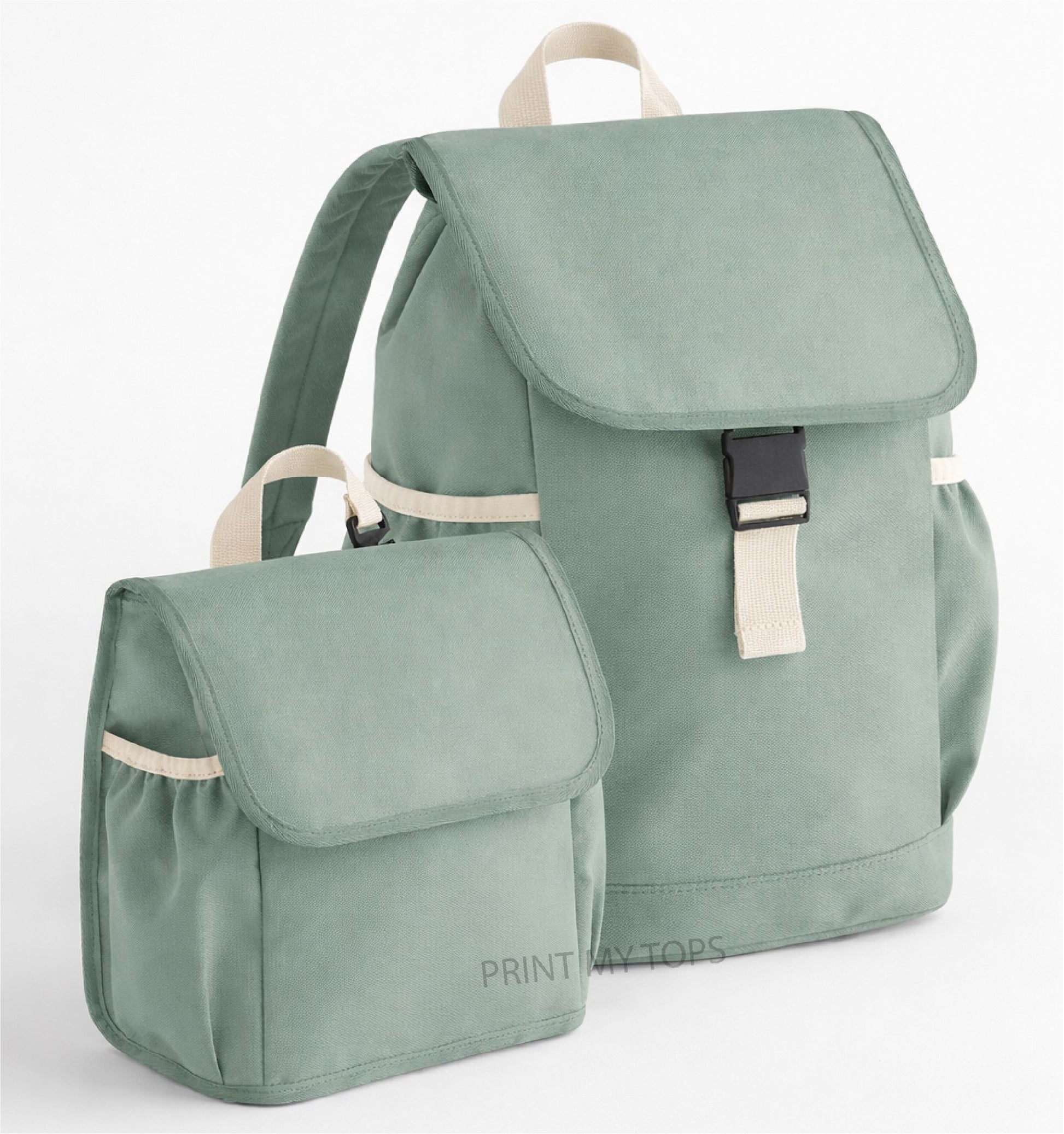 Personalised Kids Rucksack & Lunch Bag Set Bags Print My Tops Green Set 