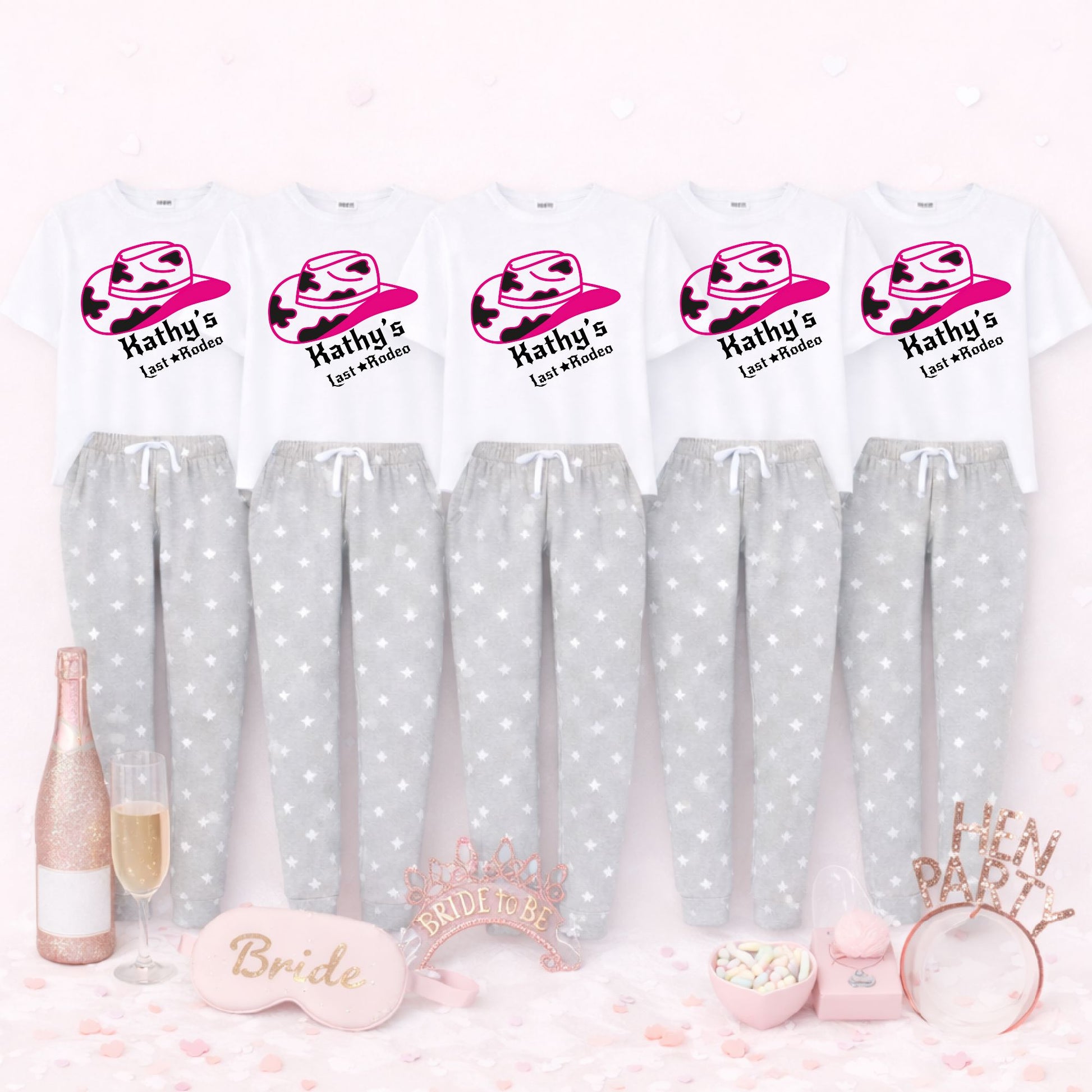 Personalised Last Rodeo Hen Party Pyjama Set – Cowgirl Bride Squad PJs Pyjamas Print My Tops 