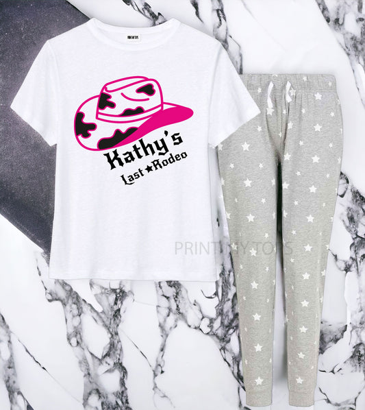 Personalised Last Rodeo Hen Party Pyjama Set – Cowgirl Bride Squad PJs Pyjamas Print My Tops 