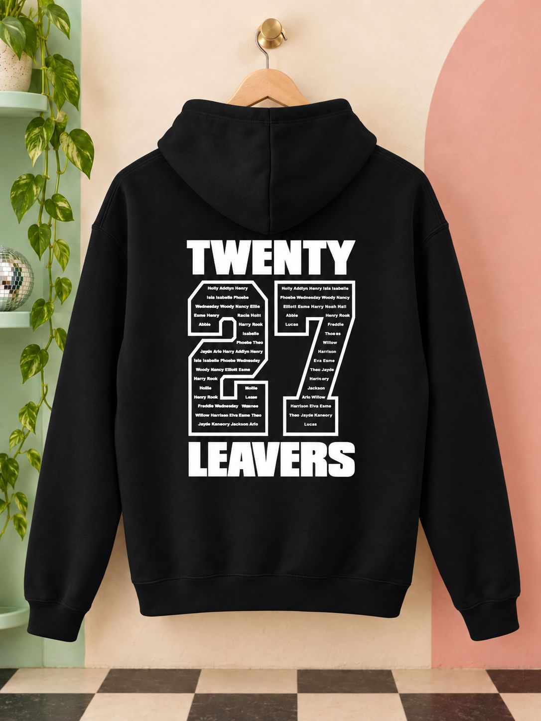 Personalised Leavers of 2027 School College Leavers Hoody Hoodies Print My Tops 7-8 Black 
