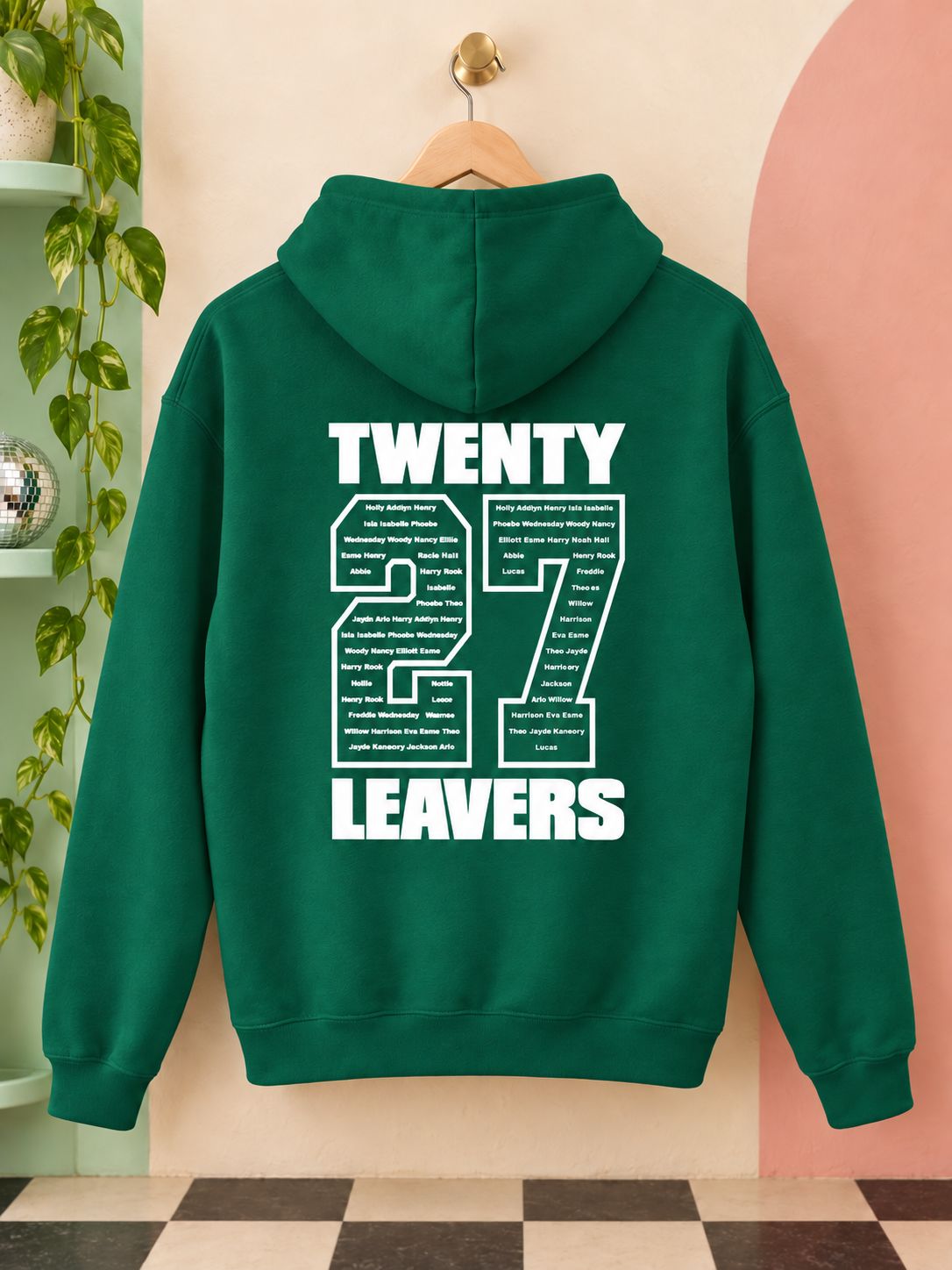 Personalised Leavers of 2027 School College Leavers Hoody Hoodies Print My Tops 7-8 Green 