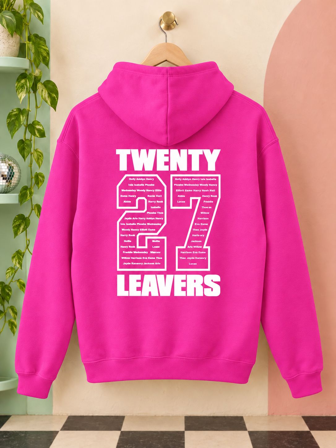 Personalised Leavers of 2027 School College Leavers Hoody Hoodies Print My Tops 7-8 Hot Pink 