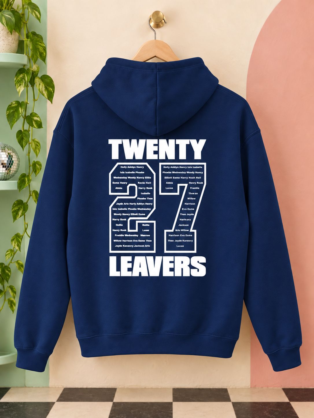 Personalised Leavers of 2027 School College Leavers Hoody Hoodies Print My Tops 7-8 Navy 