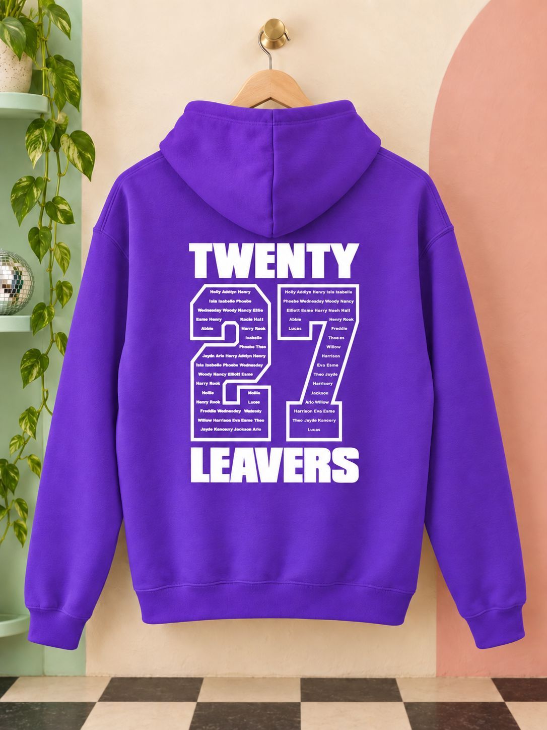 Personalised Leavers of 2027 School College Leavers Hoody Hoodies Print My Tops 7-8 Purple 