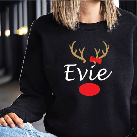 Personalised Name Antlers Christmas Sweatshirt