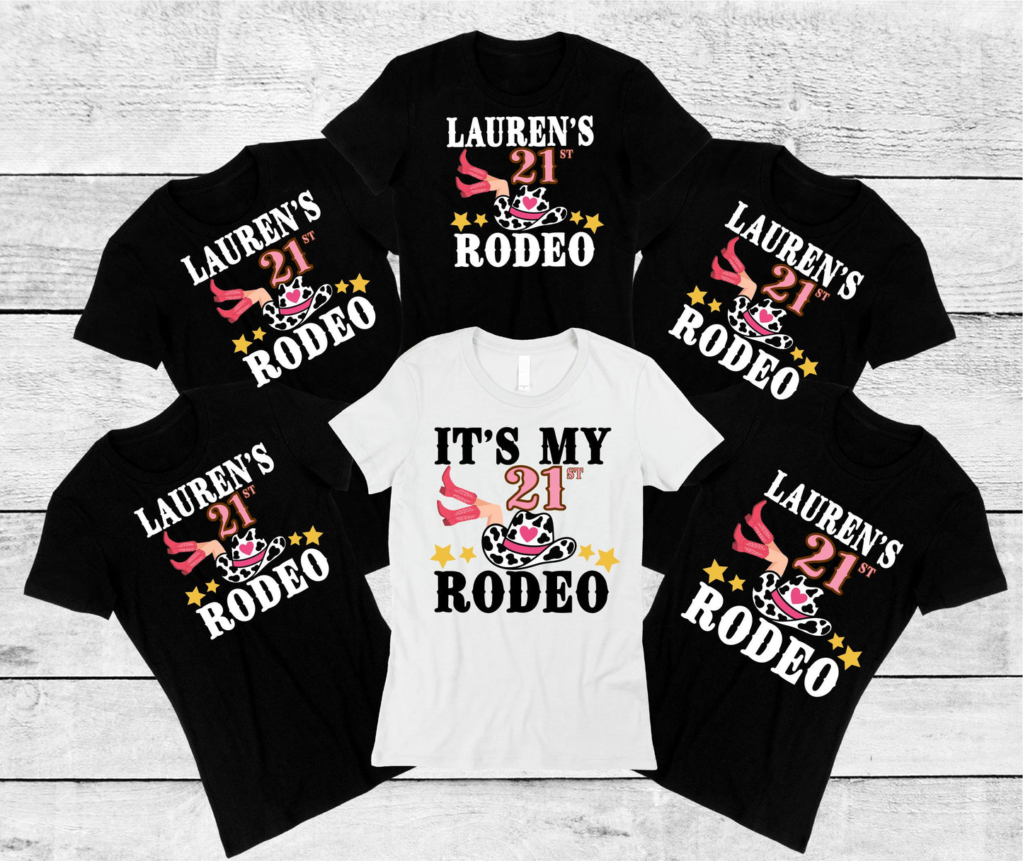 Personalised Rodeo Birthday T-Shirts – 21st, 30th, 40th, 50th Matching Party Tops for Her T-shirt Print My Tops 