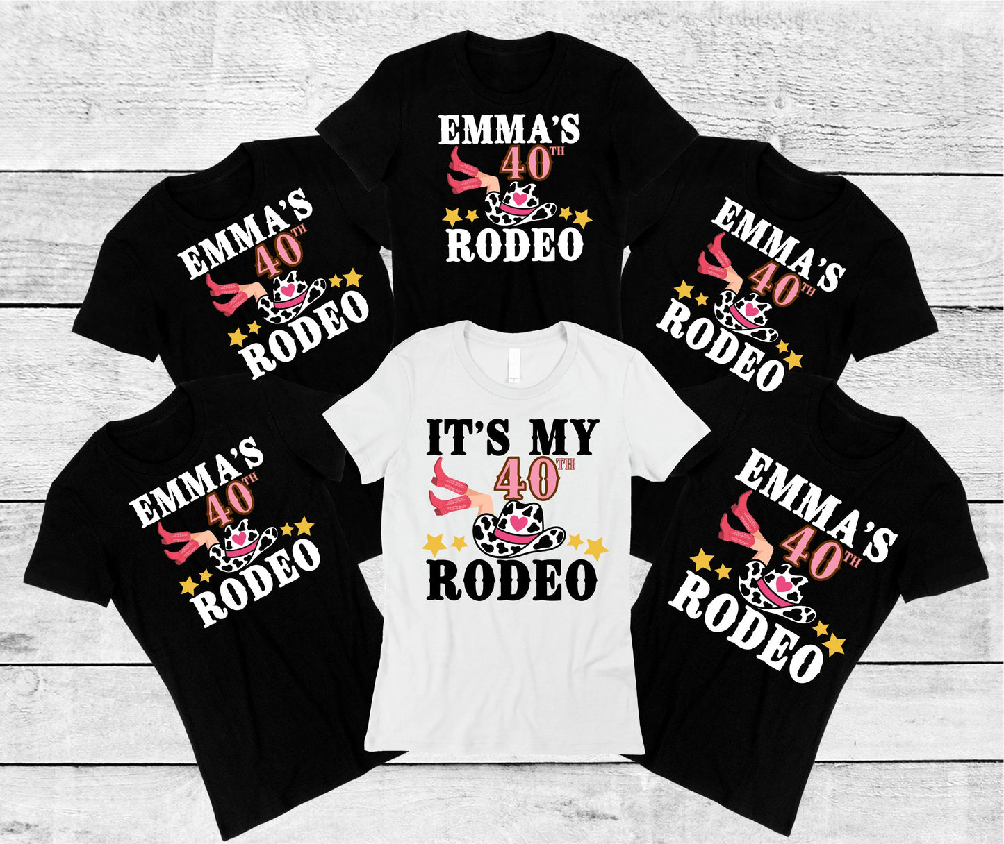 Personalised Rodeo Birthday T-Shirts – 21st, 30th, 40th, 50th Matching Party Tops for Her T-shirt Print My Tops 