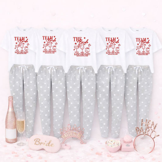 Personalised Team Bride Hen Party Pyjamas – Matching Squad PJs Pyjamas Print My Tops 