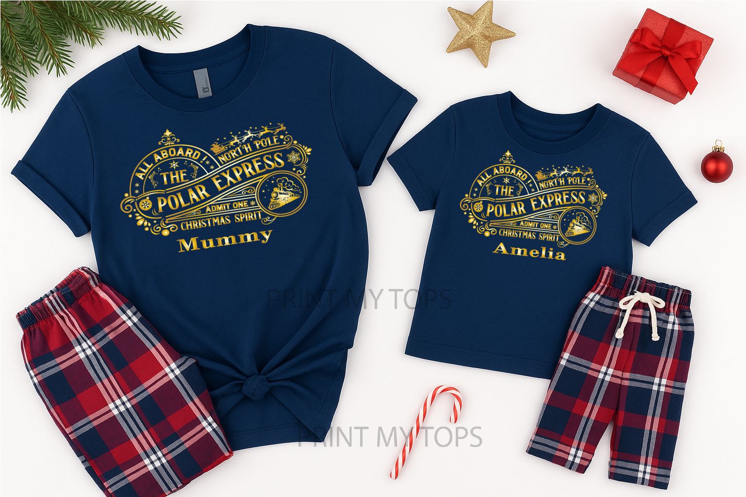 Polar Express All Aboard Personalised Christmas Pyjamas Pyjamas Print My Tops 