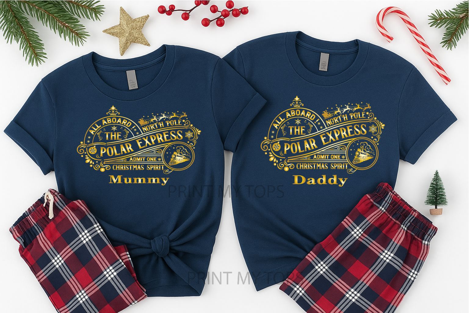 Polar Express All Aboard Personalised Christmas Pyjamas Pyjamas Print My Tops 