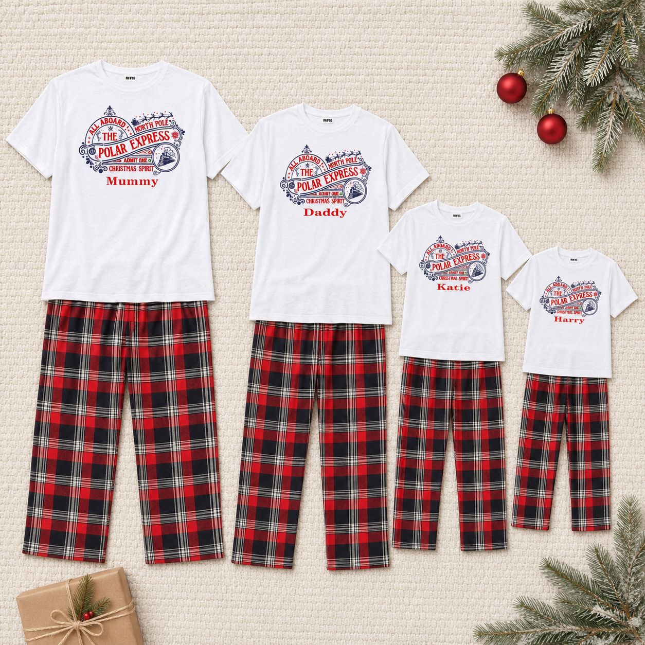 Polar Express Personalised Christmas Pyjamas | Family Matching PJs Pyjamas Print My Tops 