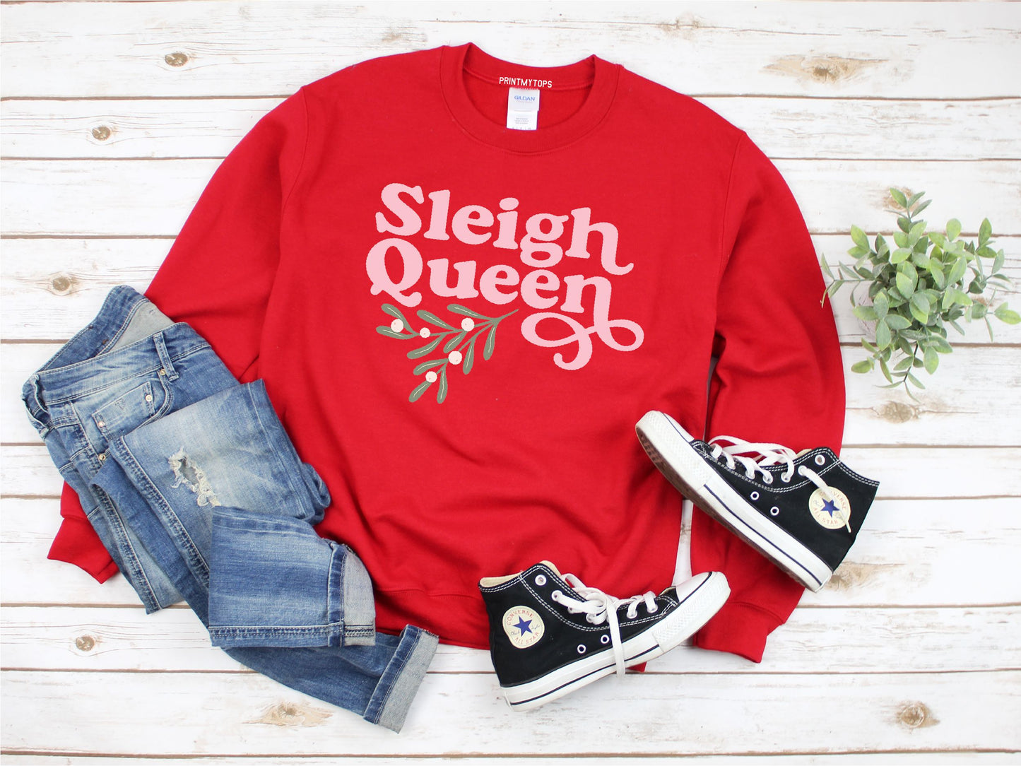 Sleigh Queen Christmas Jumper – Festive Holiday Sweatshirt Sweatshirt Print My Tops 
