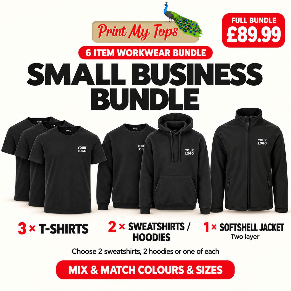 Small Business Workwear Bundle – 6 Items with Logo Included Workwear Print My Tops 