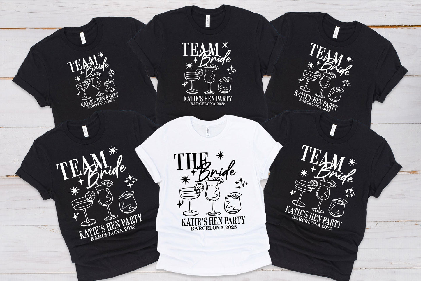 Team Bride Hen Party T-Shirts – Matching Squad Tees T-shirt Print My Tops Extra Small (Size 6-8) Black TEAM BRIDE