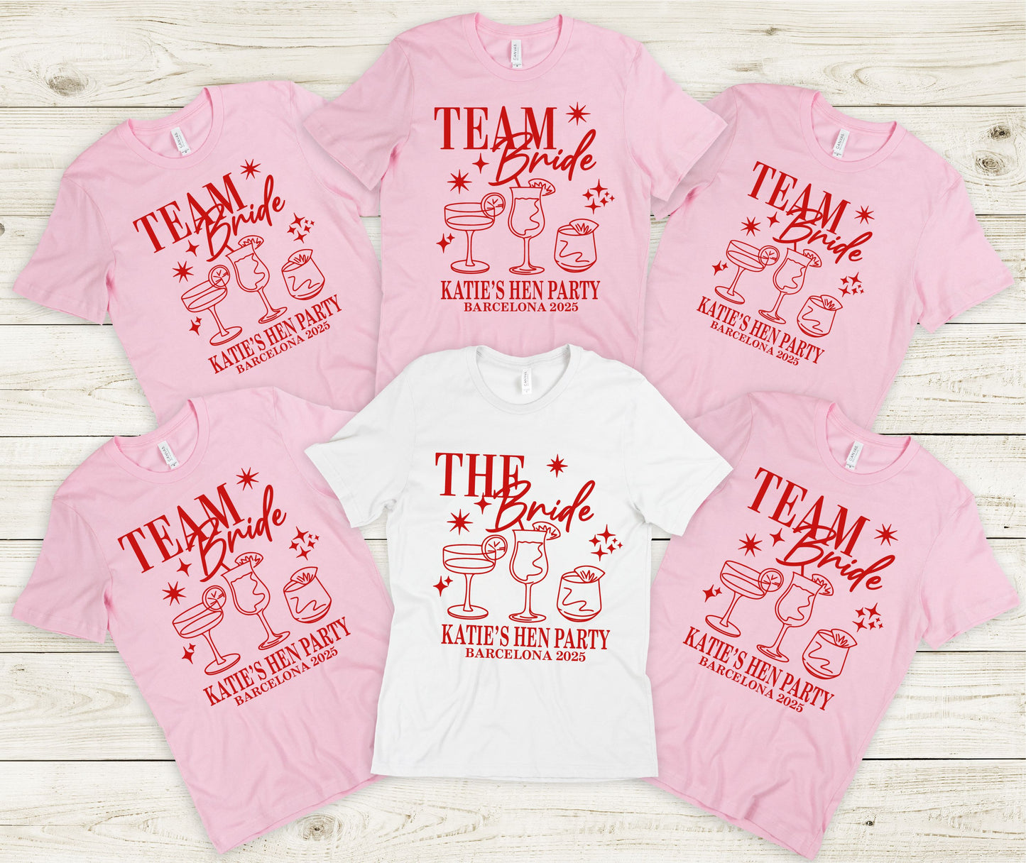 Team Bride Hen Party T-Shirts – Matching Squad Tees T-shirt Print My Tops Extra Small (Size 6-8) Pink TEAM BRIDE