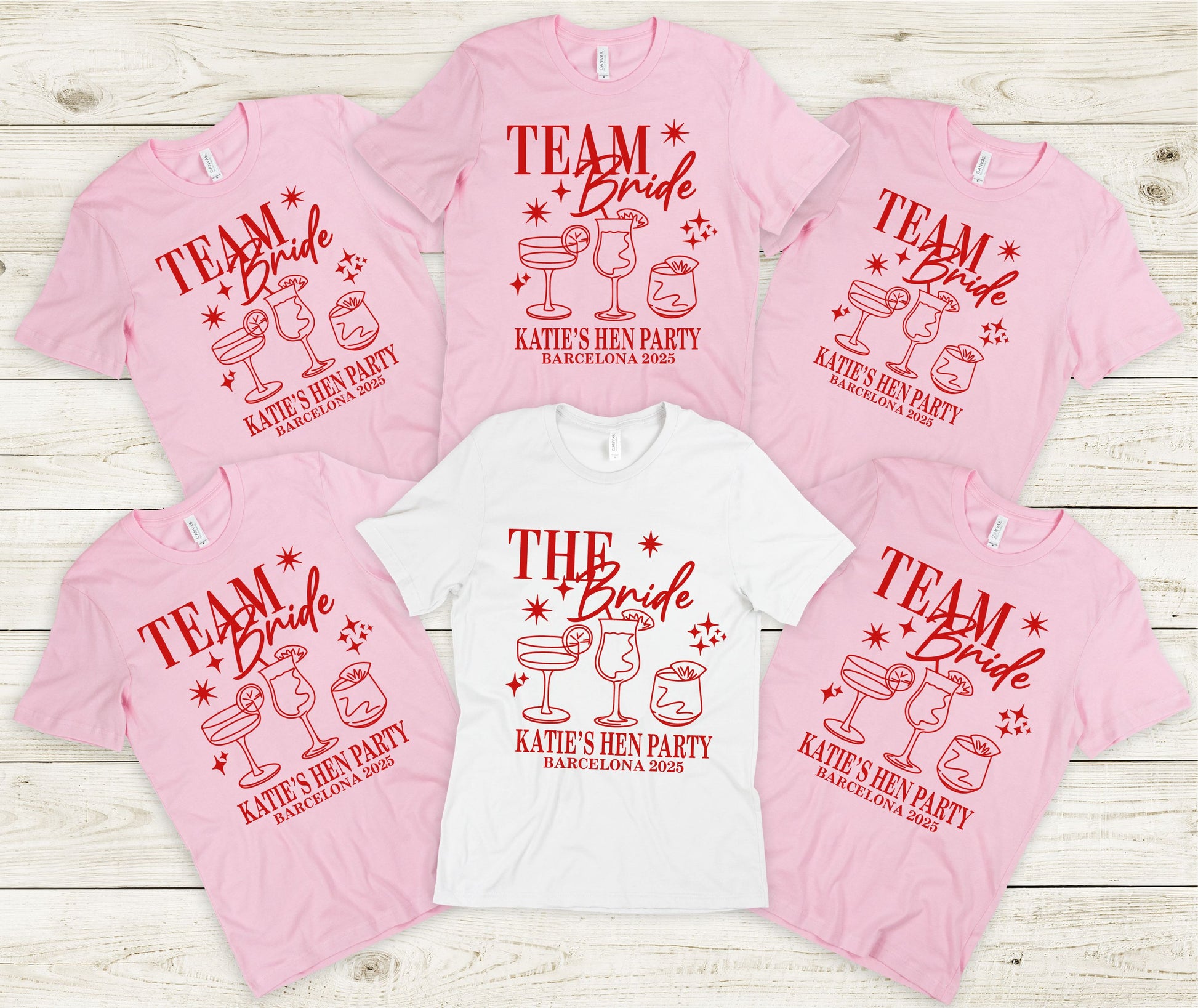 Team Bride Hen Party T-Shirts – Matching Squad Tees T-shirt Print My Tops Extra Small (Size 6-8) Pink TEAM BRIDE