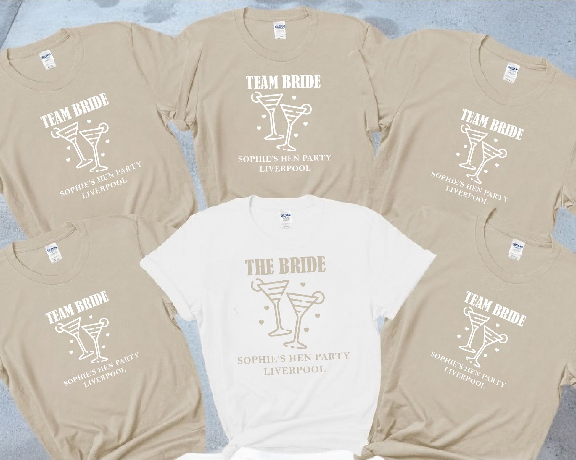 Team Bride Hen Party T-Shirts – Personalised Bride & Squad Tops T-shirt Print My Tops Extra Small (Size 6-8) Beige 