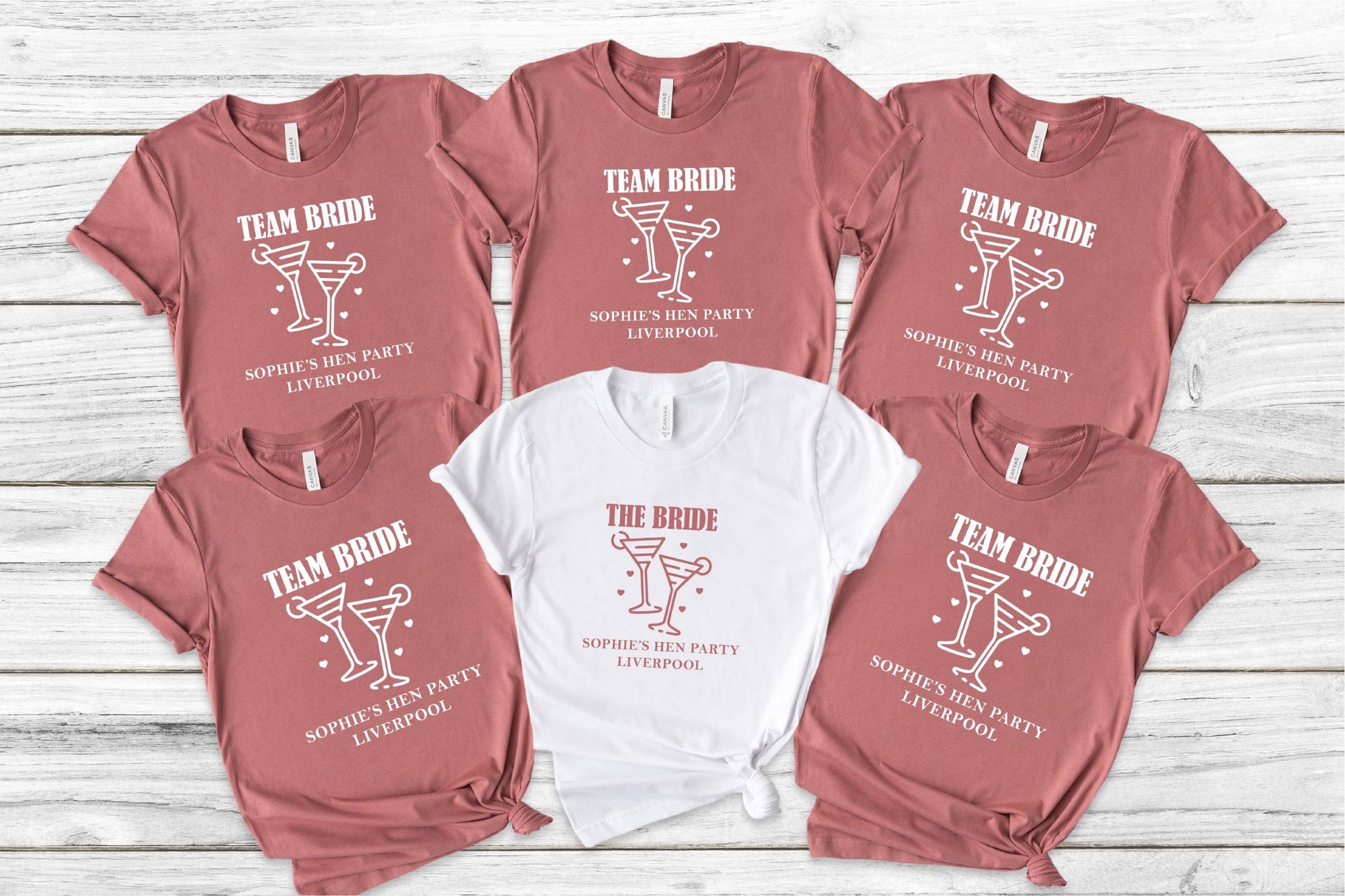 Team Bride Hen Party T-Shirts – Personalised Bride & Squad Tops T-shirt Print My Tops Extra Small (Size 6-8) Dusty Pink 