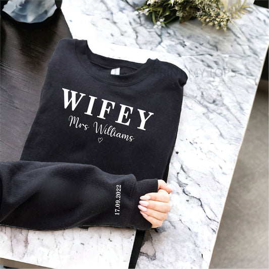 Wifey Personalised Black Sweatshirt