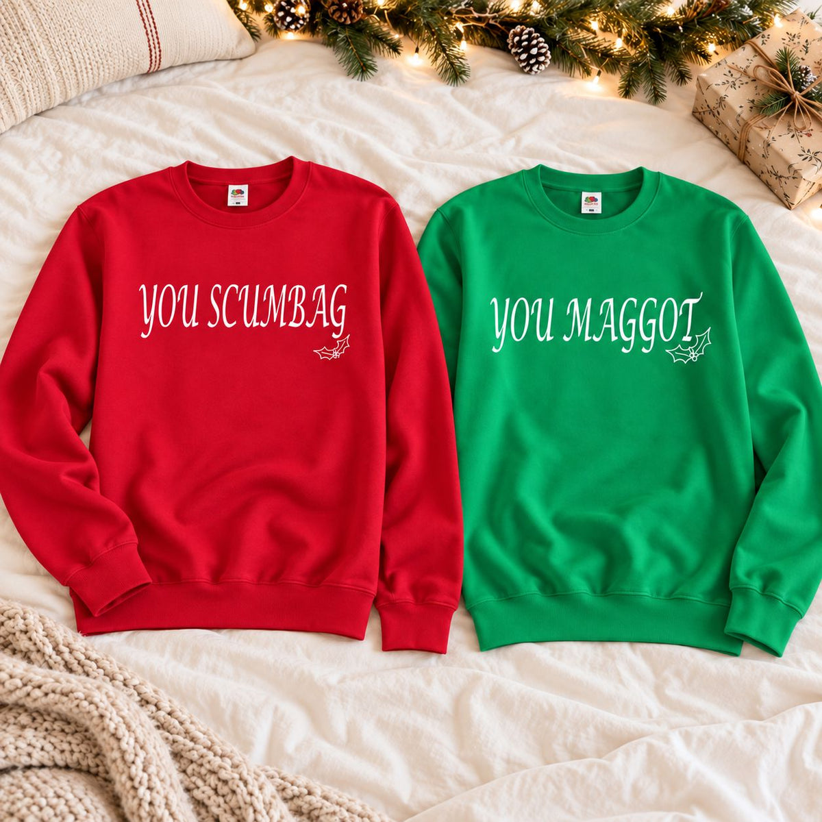 You Scumbag You Maggot Christmas Jumper – Matching Unisex Sweatshirt Sweatshirt Print My Tops 