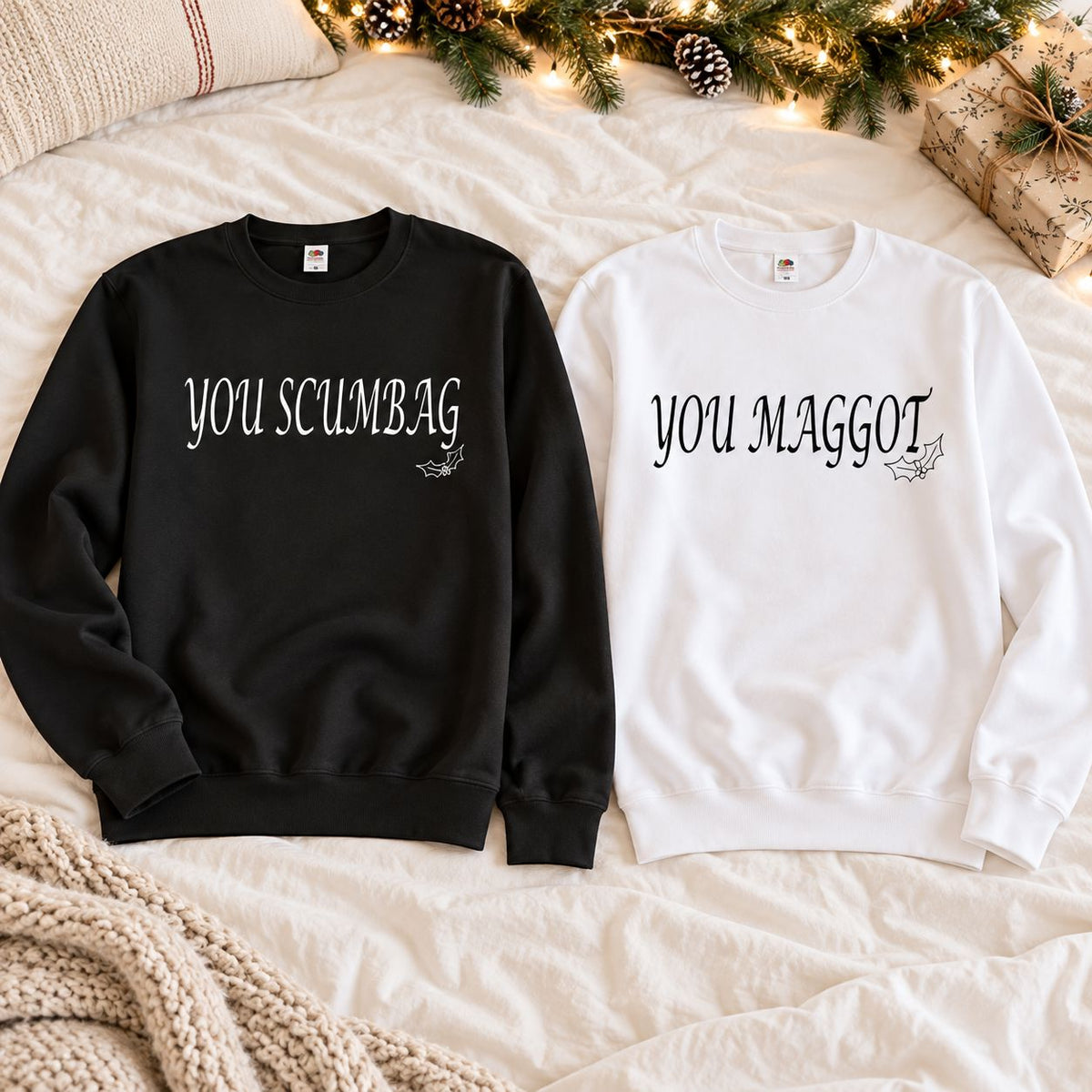 You Scumbag You Maggot Christmas Jumper – Matching Unisex Sweatshirt Sweatshirt Print My Tops 