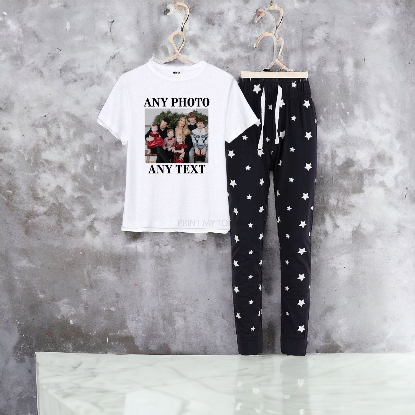 Your photo and text Pyjamas Navy Stars