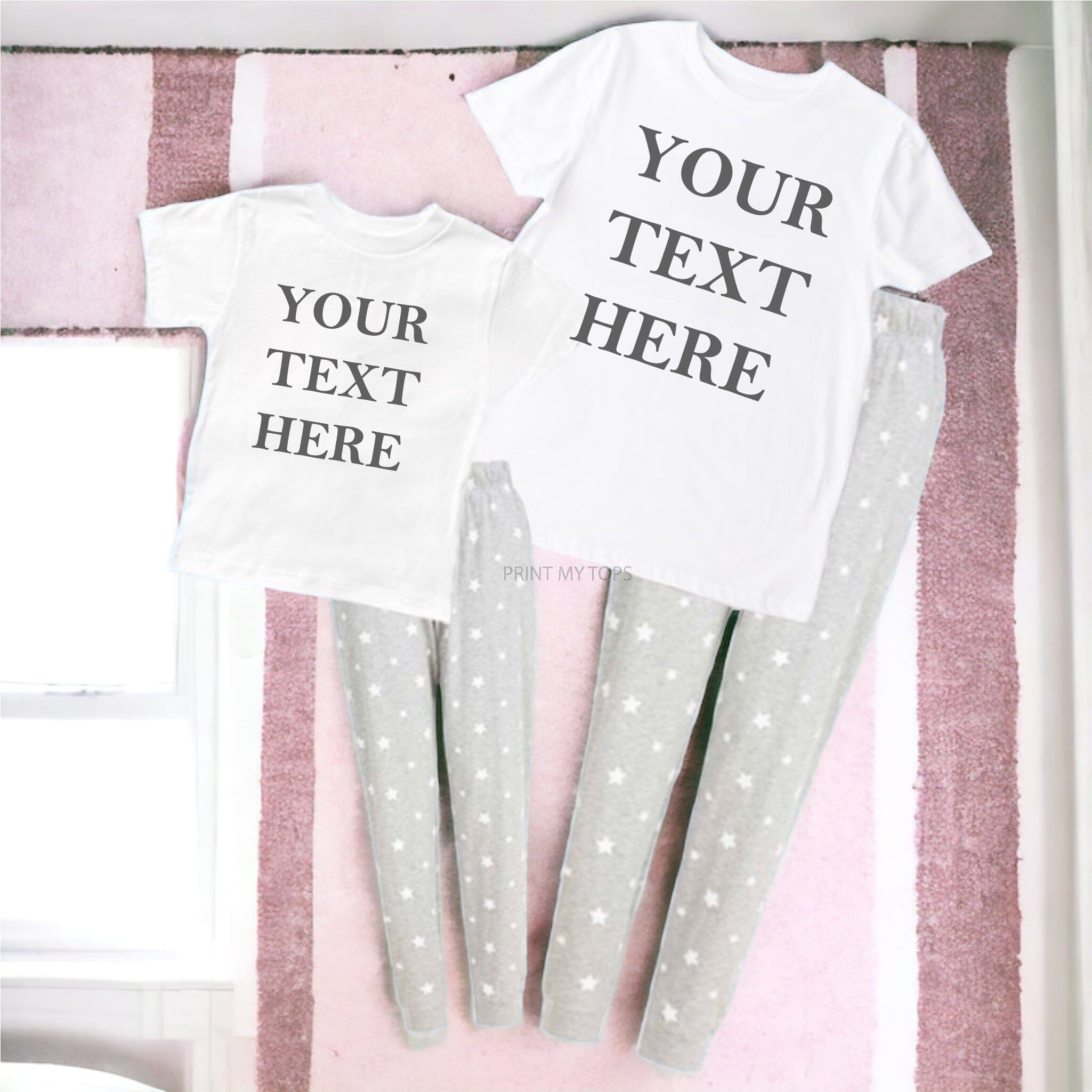 Pyjamas Fancy Text Personalised Your Text here Matching slogan pyjamas Grey Mama Mini ...